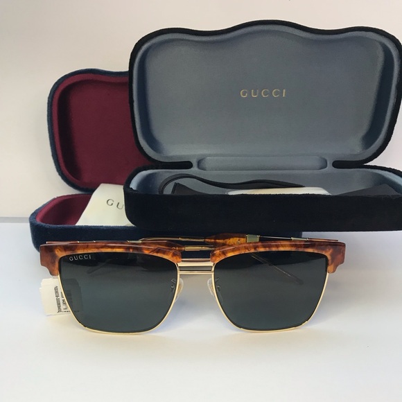 💯 - New Authentic Gucci Havana Plastic/Metal Square Sunglasses Unisex GG0603… - Picture 3 of 12